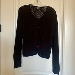 J.Jill Black Open-Knit Cardigan – 100% Cotton, Women’s Size S